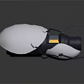 Futuristic Mechanical Insect 3D Model With White Body Black Legs And Yellow Light