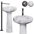 Modern Marble Pedestal Washbasins with Sleek Design and Chrome Faucet for Contemporary Bathroom