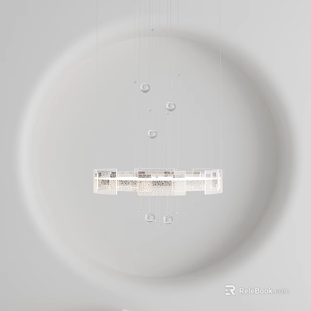 Modern Linear Chandelier With Hanging Circular Bulbs For Minimalist Interior Design 3d model 