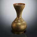 Exquisite Golden Carved Vase With Intricate Patterns And Classic Design