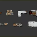 Various Colored Bricks In Different Shapes Suspended On Dark Background With Reflections