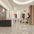 Elegant Modern Beauty Salon Interior Design With Orange Wall Mirrors Salon Chairs And Comfortable Sofa