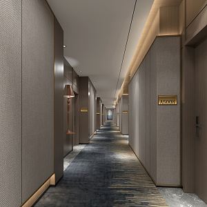 Modern aisle hotel aisle corridor 3d model