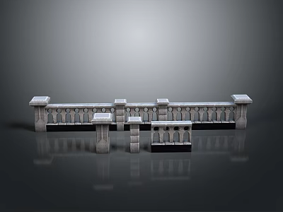 Stone Balustrade Scenic Landscape With Gray Background And Clear Reflection 3d model