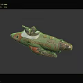 Colorful Space Patrol Rocket Ship Model With Cosmic Star Motifs And Decorative Patterns