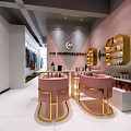 Beauty Hair Salon Interior With Pink Treatment Beds Decorative Shelves And Balloons