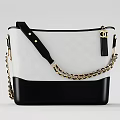 Stylish Black And White Tote Bags With Crocodile Pattern And Golden Chain Straps