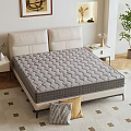 Comfortable Mattress With Wave Pattern Design On Modern Bed Frame And Nightstand