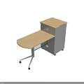 Mobile Functional Desk With Wooden Top Mesh Shelf And Storage Cabinet