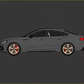 Modern Silver Sedan With Shiny Exterior Golden Copper Wheels And Reflective Surface