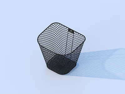 Black Mesh Metal Pen Holder With Hexagonal Design On Light Background 3d model