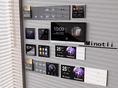 Minotli Modern Smart Switch Panels with Digital Time and Temperature 3d model