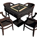 Mahjong Entertainment Table with Drawers and Four Matching Wooden Armchairs for Home Game Room