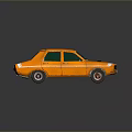 Vintage Orange Classic Car With White Stripes And Retro Exterior Design