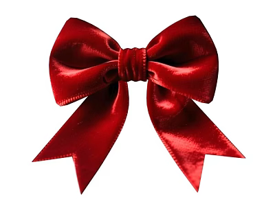 Elegant Red Velvet Bow With Shiny Silky Ribbon For Gift Decoration 3d model