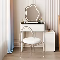 Elegant Modern Dressing Table With Mirror Clear Acrylic Chair And Cosmetics In Bedroom