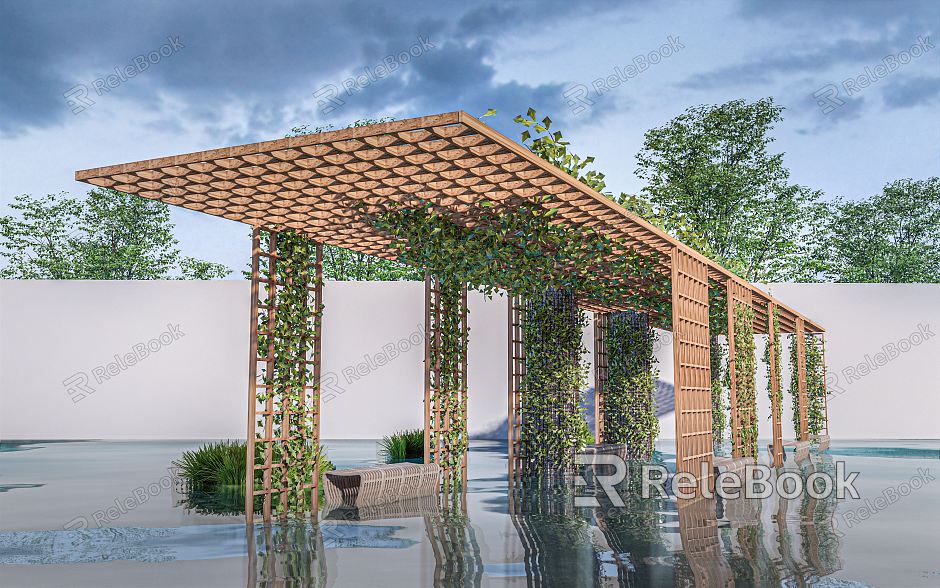 Modern gallery frame landscape gallery pavilion structure landscape framework landscape pavilion model