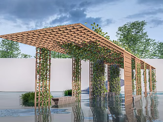 Modern gallery frame landscape gallery pavilion structure landscape framework landscape pavilion 3d model