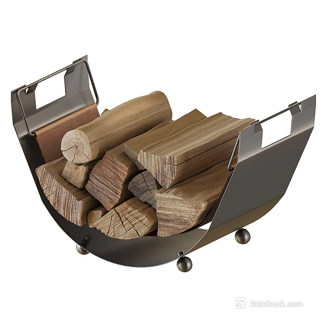 Metal Fireplace Tool Set With Wood Logs For Home Fireplace Decorative Storage 3d model 
