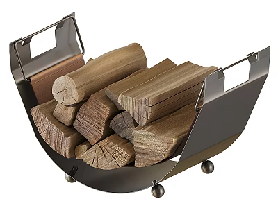 Metal Fireplace Tool Set With Wood Logs For Home Fireplace Decorative Storage 3d model