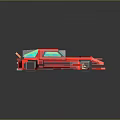 Red Low Poly Sports Car With Shiny Geometric Design And Blue Windows
