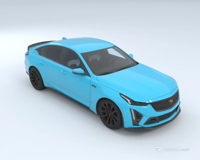 Blue Sporty Sedan With Modern Exterior Design And Black Alloy Wheels 3d model 