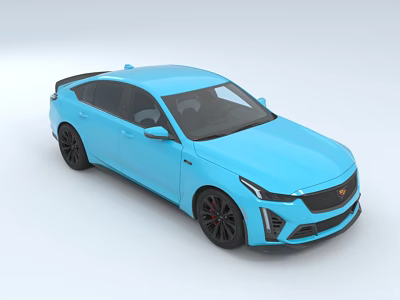 Blue Sporty Sedan With Modern Exterior Design And Black Alloy Wheels 3d model