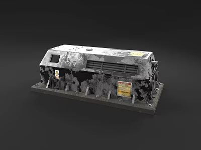 Industrial Equipment With Metal Surface Vents Warning Labels And Support Base 3d model