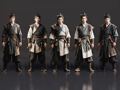 2D ancient costume figure ancient costume escort ancient chivalrous man Jianghu great chivalrous man ancient costume man 3d model