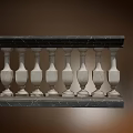 Classical Marble Balustrade With Ornate Balusters And Black Top Rail 3d model