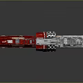 Futuristic Red Sci Fi Pistol With Metallic Structure Checkerboard Pattern And Yellow Details