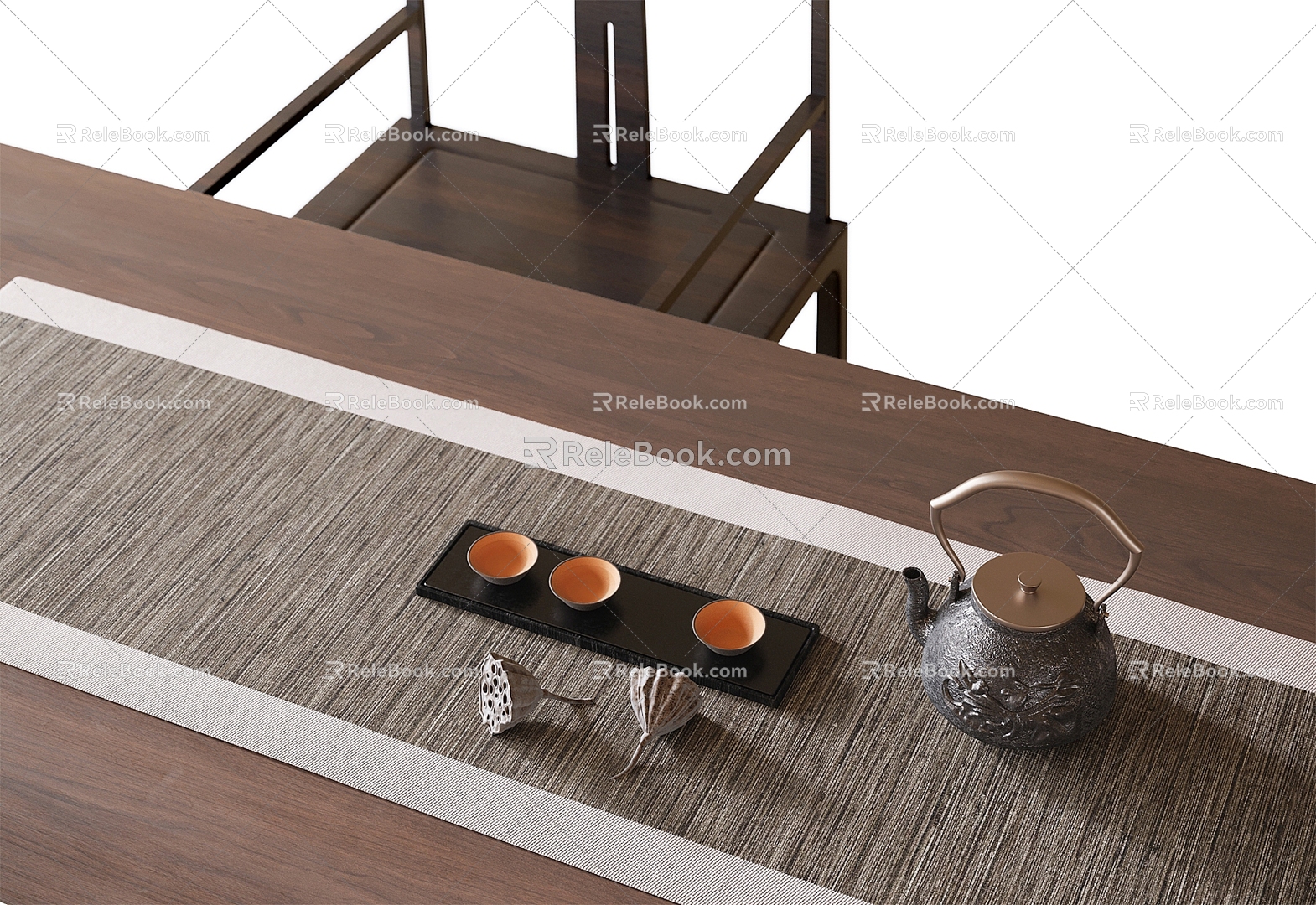 Modern tea set ornaments 3d model