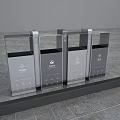 Modern Metallic Roadside Facilities With Sorted Trash Bins For Waste Separation 3d model