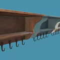 Decorative Ornament Combination with Wooden Wall Mounted Shelves in Multiple Colors and Hooks