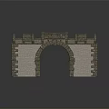 Castle Style Entrance Gate With Arched Design Stone Brick And Crenellated Top