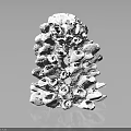 White Textured Plant Sculpture with Detailed Protrusions on Black Polished Surface and Reflection
