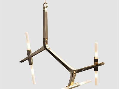 Modern Geometric Metal Chandelier With Multiple Light Arms And LED Tubes 3d model