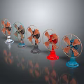 Colorful Vintage Desktop Table Fans With Various Hues And Classic Design
