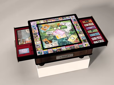 Wooden Mahjong Game Table With Colorful Tiles And Storage Drawers 3d model