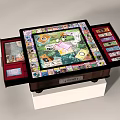 Wooden Mahjong Game Table With Colorful Tiles And Storage Drawers