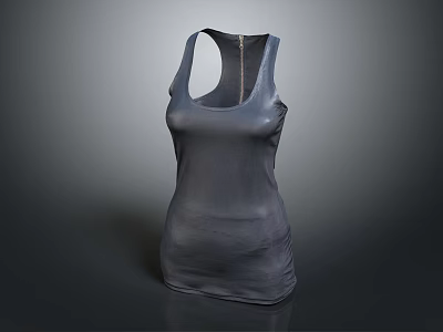 Sculpture Carving of Female Torso in Sleeveless Vest Shape with Smooth Texture on Dark Background 3d model