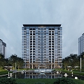 New Chinese-style High-end Residential Center Landscape 3d model