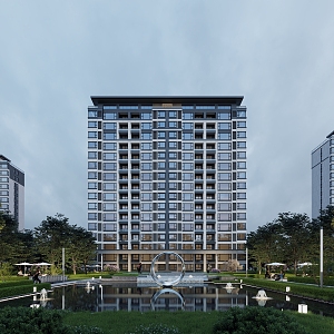 New Chinese-style High-end Residential Center Landscape 3d model