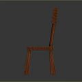Simple Brown Wooden Single Chair With Backrest And Four Legs Design