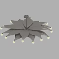 Modern Flower Shaped Ceiling Light With Leaf Decor And Small Dots 3d model