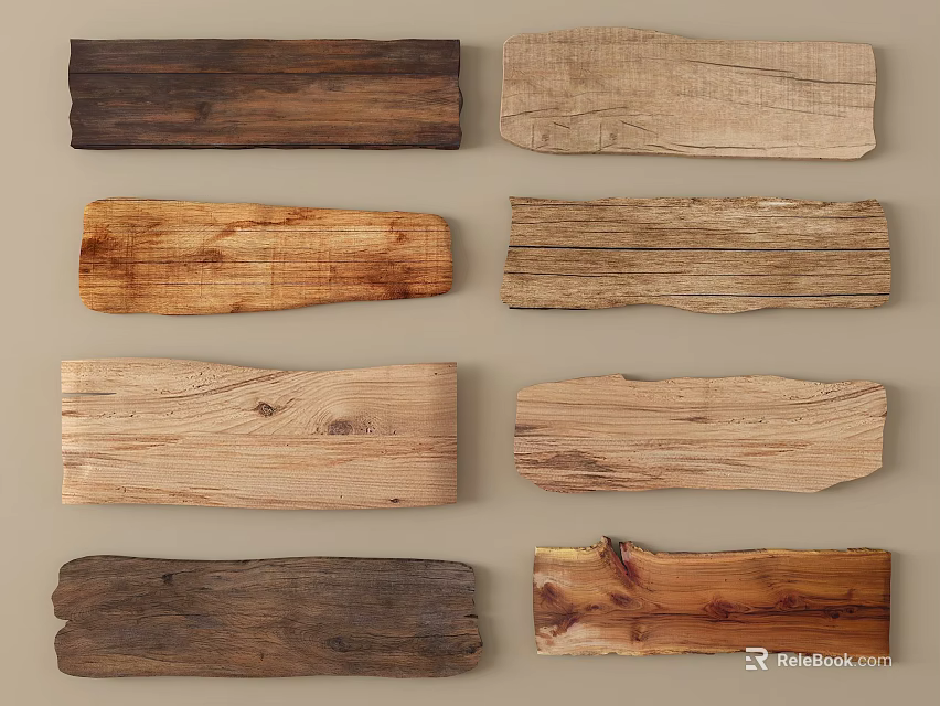 Natural Stone Wood Planks With Diverse Textures And Natural Color Variations 3d model 