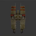 Futuristic Interstellar Spaceship With Detailed Metallic Surface And Multi Thruster Design