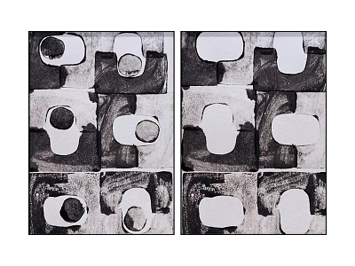 Black and White Abstract Art Two Panel Wall Decor with Geometric Shapes 3d model