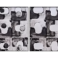 Black and White Abstract Art Two Panel Wall Decor with Geometric Shapes