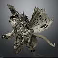 Mythical Fantasy Creature 3D Model With Large Wings Spiked Fur And Long Tail